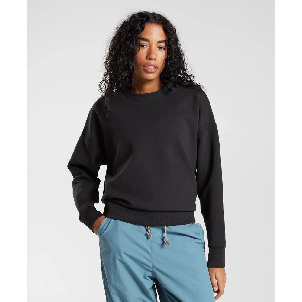 Gymshark Women's Black Retake Sweat Crew Neck Workout Sweatshirt Size S